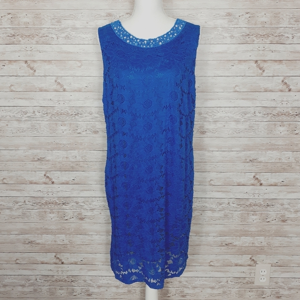 Wallis Floral Lace Dress 18 Beaded Sleeveless 114